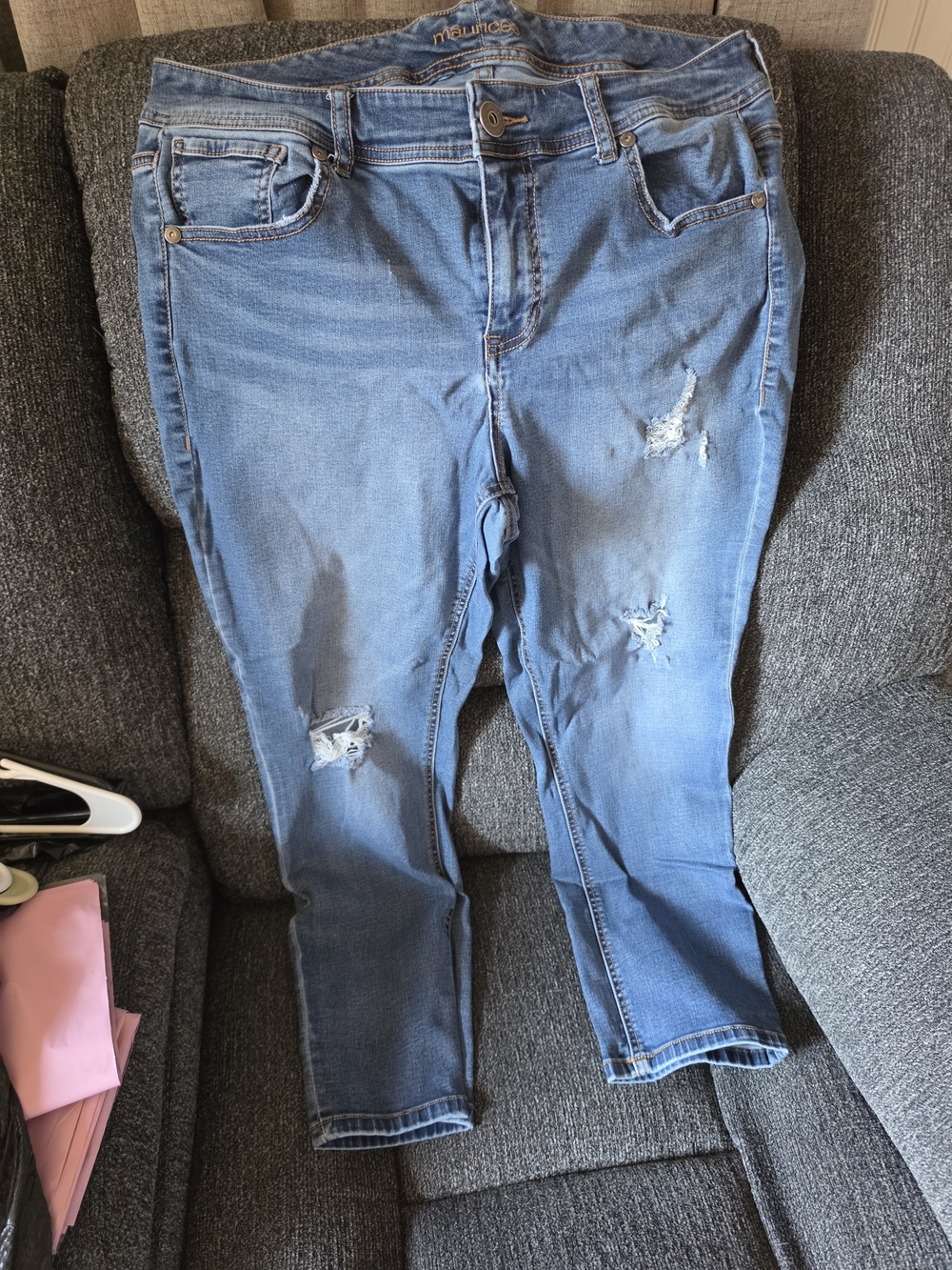 Maurices Light Blue Distressed Skinny Jeans